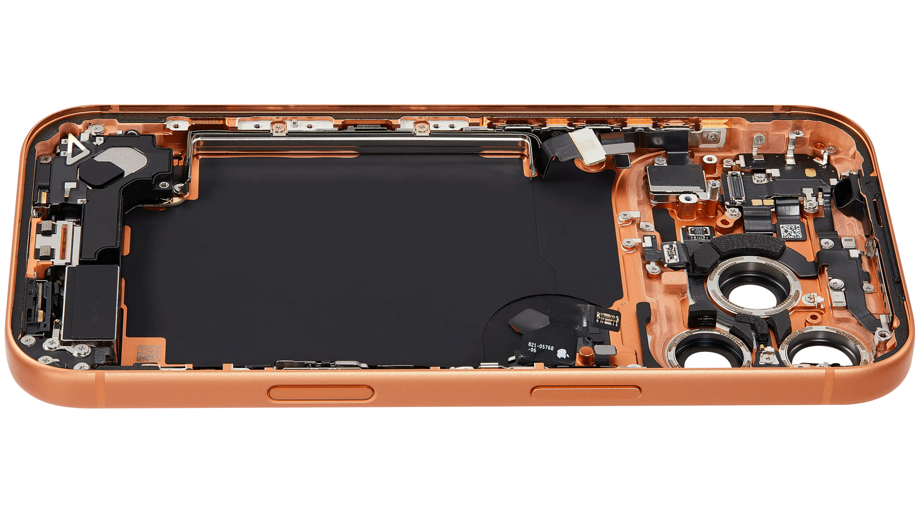 Back Housing W/ Charging Port Flex & Small Parts Compatible For iPhone 17 Pro (US Version) (Used OEM Pull: Grade A) (Cosmic Orange)