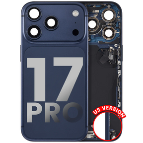 Back Housing W/ Charging Port Flex & Small Parts Compatible For iPhone 17 Pro (US Version) (Used OEM Pull: Grade A) (Deep Blue)