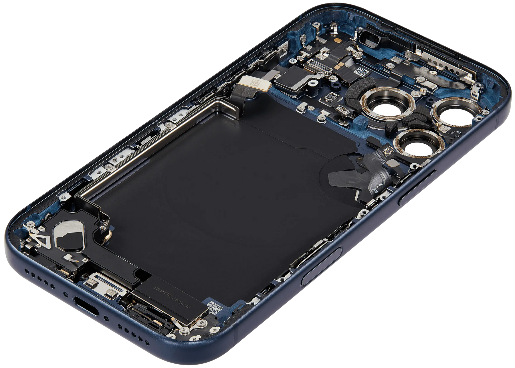 Back Housing W/ Charging Port Flex & Small Parts Compatible For iPhone 17 Pro (US Version) (Used OEM Pull: Grade A) (Deep Blue)