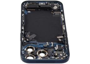 Back Housing W/ Charging Port Flex & Small Parts Compatible For iPhone 17 Pro (US Version) (Used OEM Pull: Grade A) (Deep Blue)