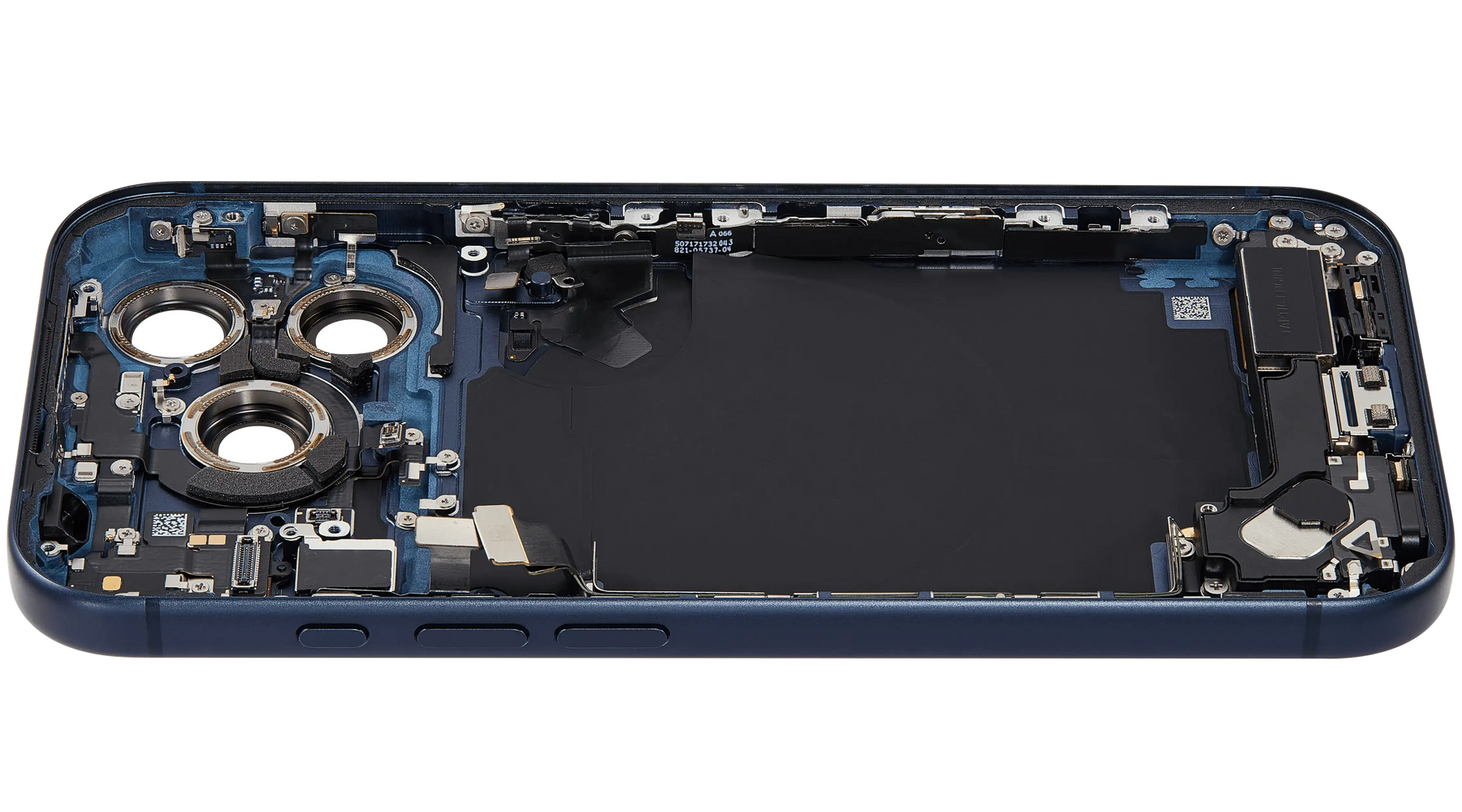 Back Housing W/ Charging Port Flex & Small Parts Compatible For iPhone 17 Pro (US Version) (Used OEM Pull: Grade A) (Deep Blue)