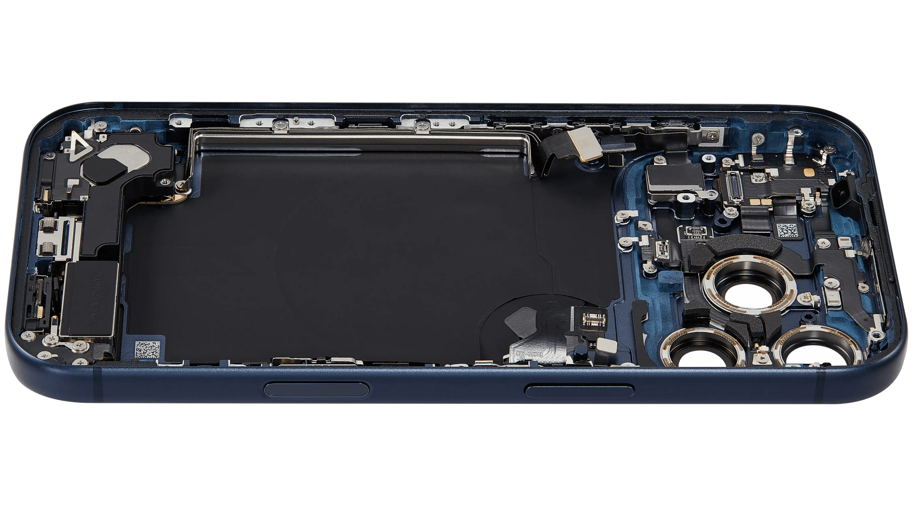 Back Housing W/ Charging Port Flex & Small Parts Compatible For iPhone 17 Pro (US Version) (Used OEM Pull: Grade A) (Deep Blue)