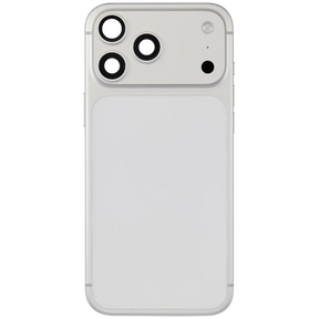 Back Housing W/ Charging Port Flex & Small Parts Compatible For iPhone 17 Pro Max (US Version) (Used OEM Pull: Grade A) (Silver)