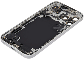 Back Housing W/ Charging Port Flex & Small Parts Compatible For iPhone 17 Pro Max (US Version) (Used OEM Pull: Grade A) (Silver)