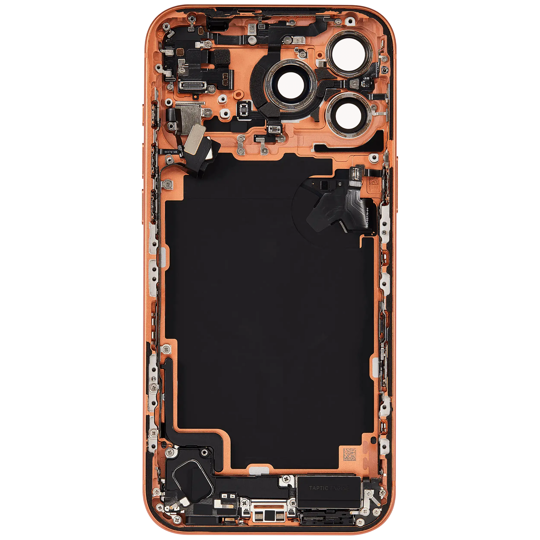 Back Housing W/ Charging Port Flex & Small Parts Compatible For iPhone 17 Pro Max (US Version) (Used OEM Pull: Grade A) (Cosmic Orange)