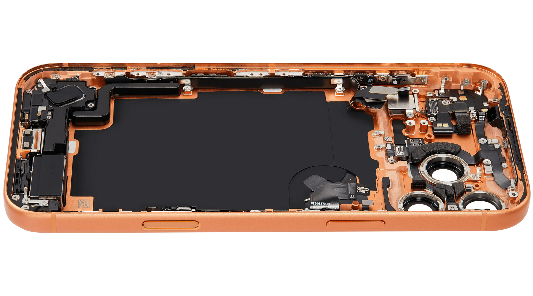 Back Housing W/ Charging Port Flex & Small Parts Compatible For iPhone 17 Pro Max (US Version) (Used OEM Pull: Grade A) (Cosmic Orange)