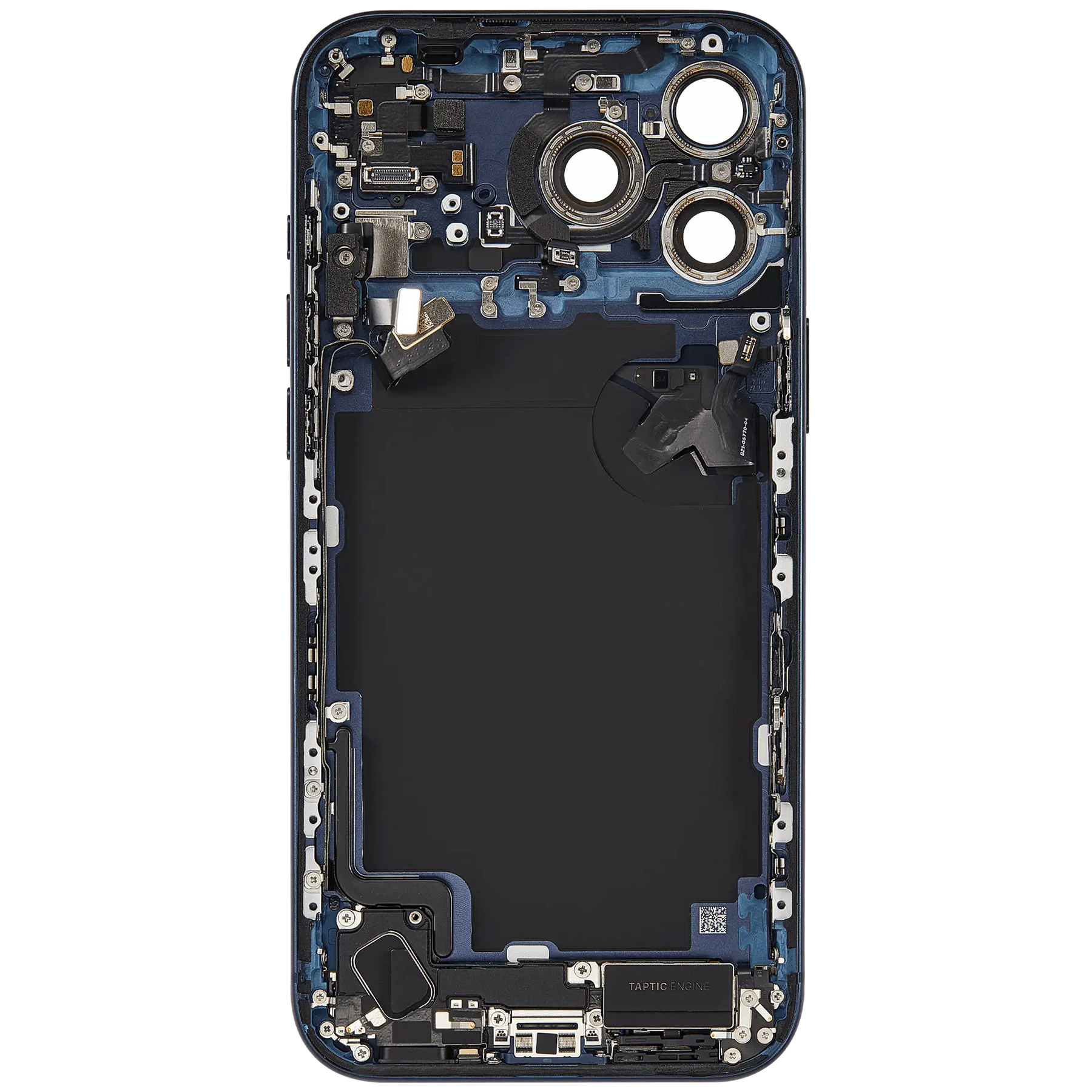 Back Housing W/ Charging Port Flex & Small Parts Compatible For iPhone 17 Pro Max (US Version) (Used OEM Pull: Grade A) (Deep Blue)