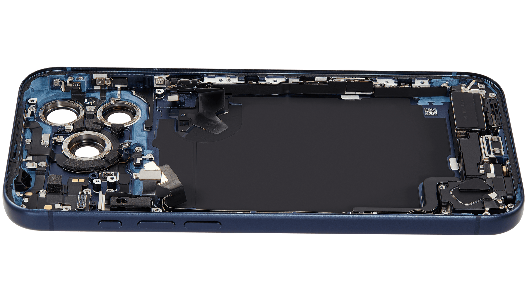 Back Housing W/ Charging Port Flex & Small Parts Compatible For iPhone 17 Pro Max (US Version) (Used OEM Pull: Grade A) (Deep Blue)
