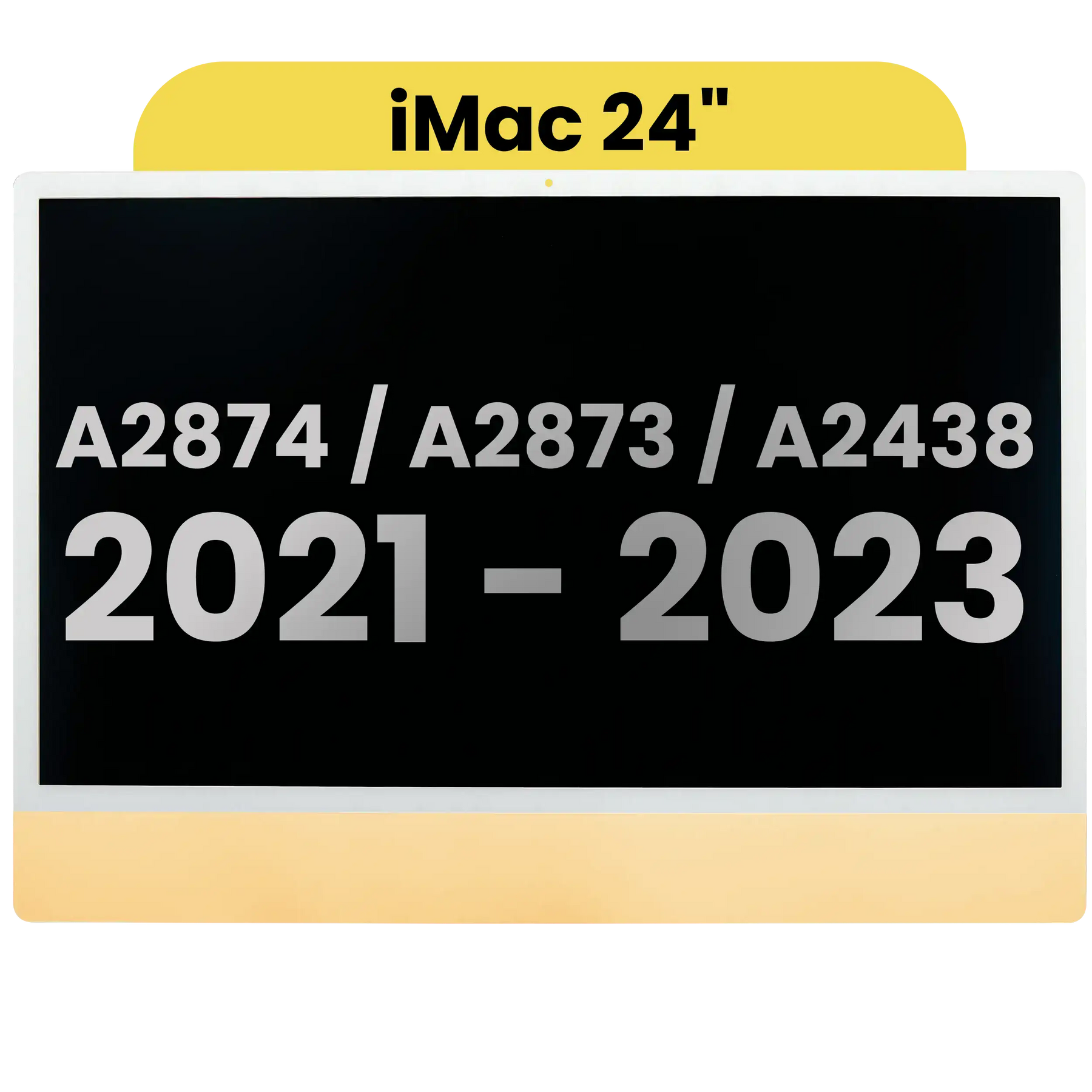 Complete LCD Display Assembly For iMac 24" A2874 / A2873 (2023) / A2438 (2021) (LG204A-215 LM235UH1 SDD1) (Used OEM Pull: Grade A)（Small Camera hole）(Yellow)
