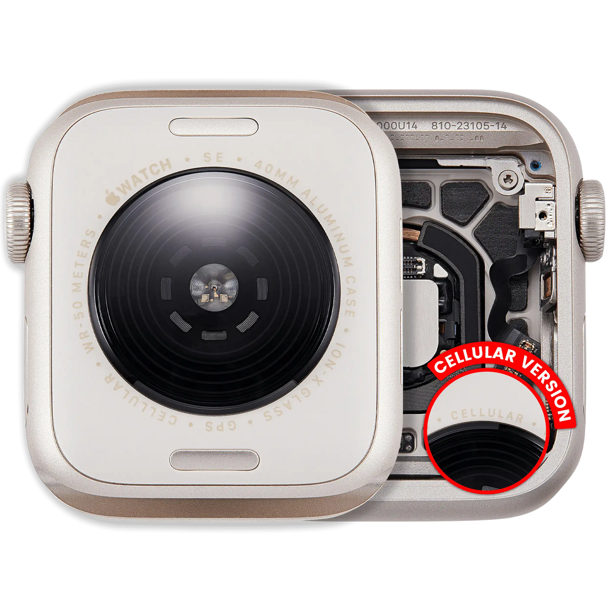 Housing Assembly For Watch Series SE 3rd (40MM) (Used OEM Pull: Grade A) (Cellular Version) (Aluminum / Starlight)