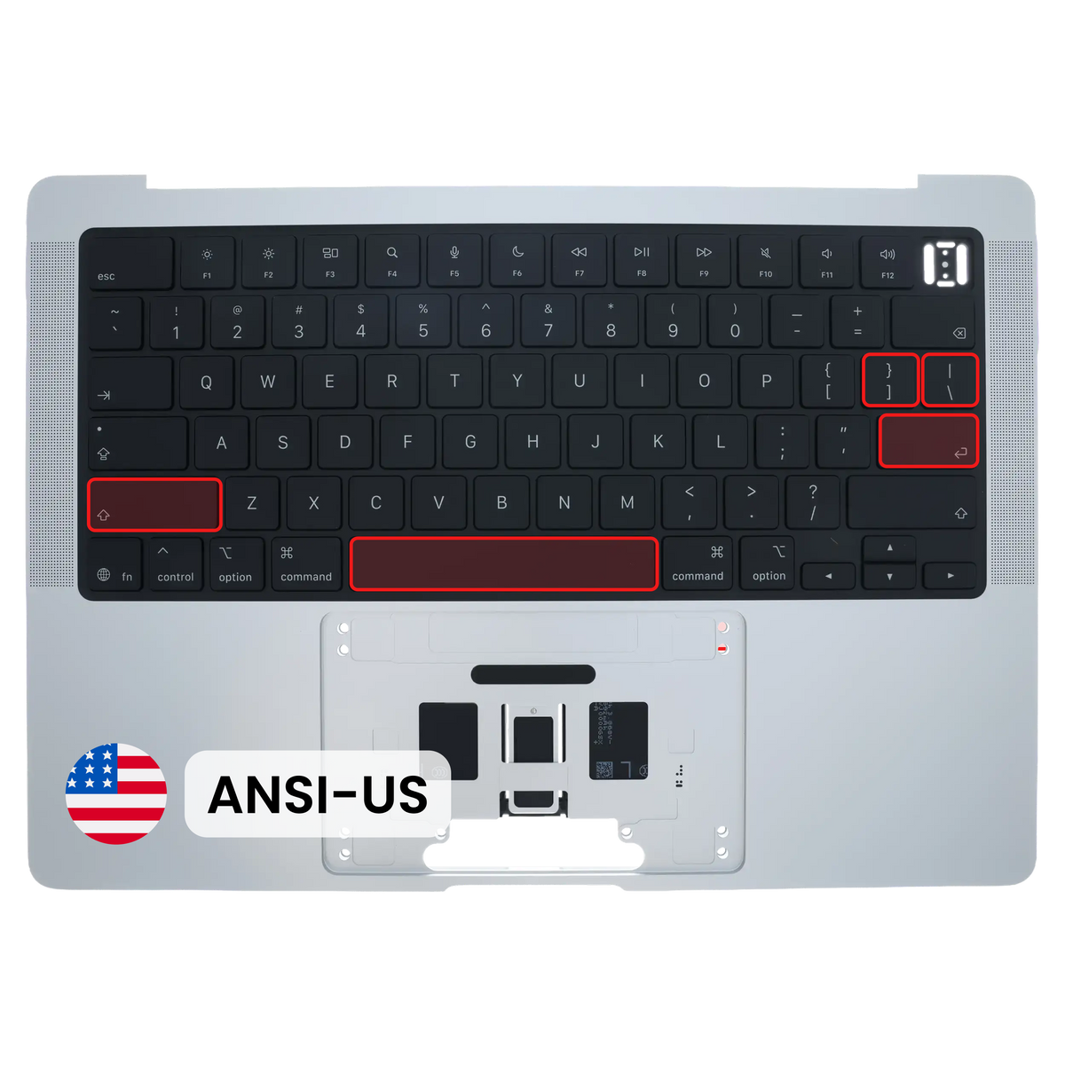 Top Case with Keyboard (ANSI US) For MacBook Pro 14" A3438 (2026) (Genuine OEM) (Silver)