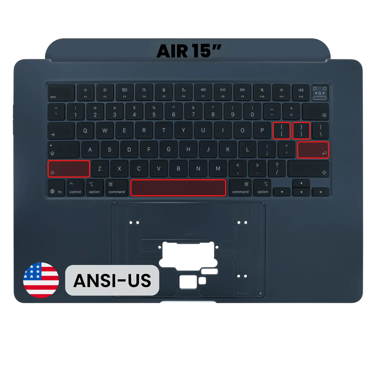 Top Case with Keyboard (ANSI US) For MacBook Air 15" A3448 (2026) (Genuine OEM) (Midnight)