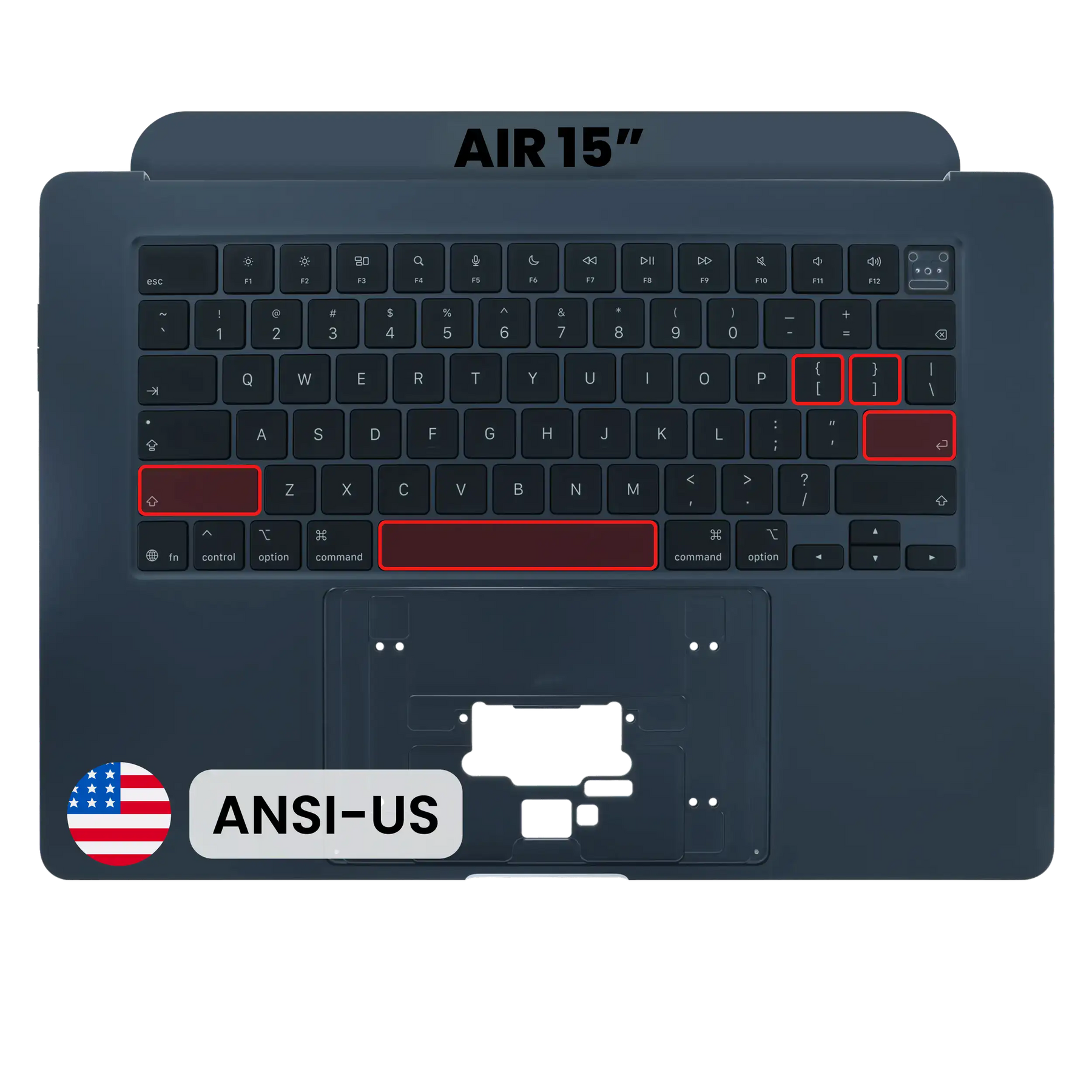 Top Case with Keyboard (ANSI US) For MacBook Air 15" A3448 (2026) (Genuine OEM) (Midnight)