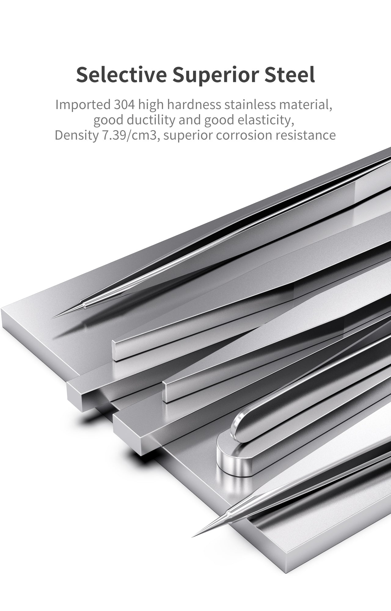 iNeeZy Handmade Non-Magnetic Stainless Tweezers (Silver - Thin) (Qianli)