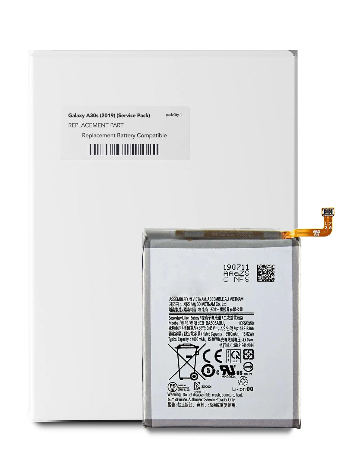 Replacement Battery Compatible For Samsung Galaxy A20 (A205 / 2019) / A30 (A305 / 2019) / A30S (A307 / 2019) / A50 (A505 / 2019) / A50s (A507 / 2019) (EB-BA505ABU) (Service Pack)