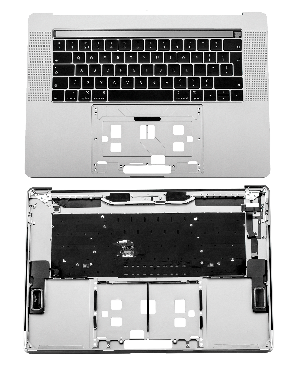 SPACE GREY TOP CASE WITH KEYBOARD (UK ENGLISH)  FOR MACBOOK PRO 15" TOUCH BAR A1990 (LATE 2018 / EARLY 2019)  (USED OEM PULL: COSMETIC GRADE: NEW)