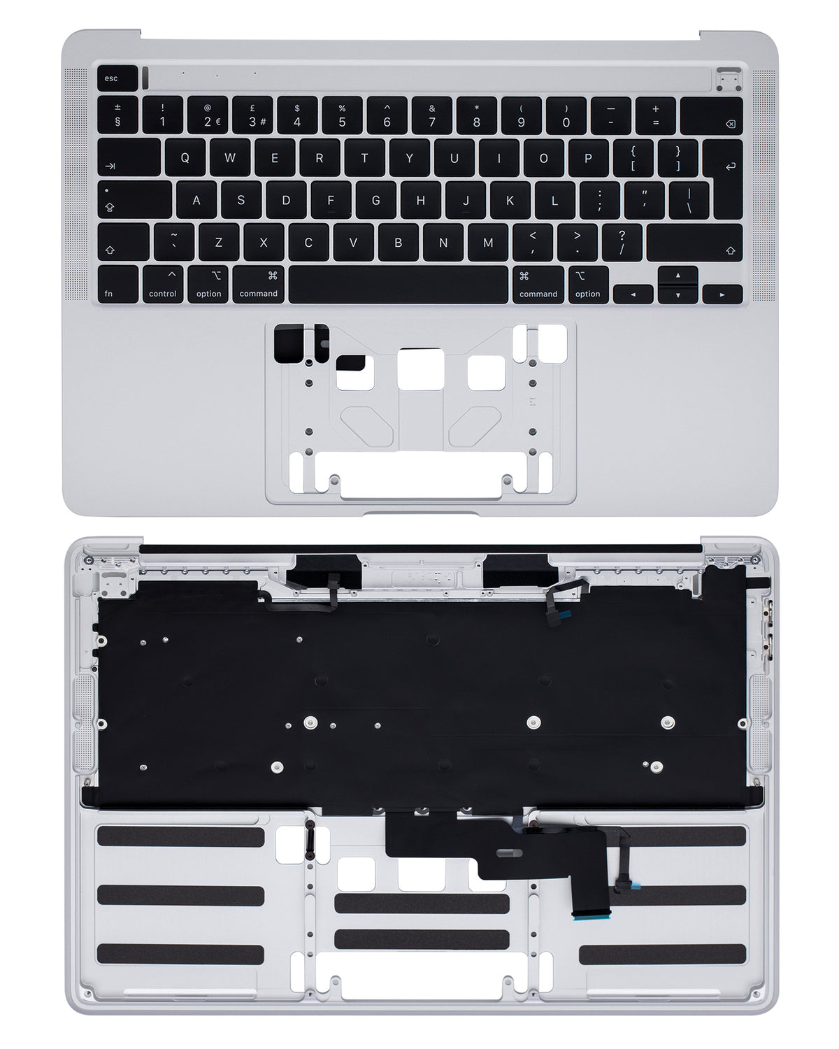 SILVER TOP CASE WITH KEYBOARD MACBOOK PRO 13" A2289 (LATE 2016 TO EARLY 2020) (USED OEM PULL: COSMETIC GRADE: NEW)