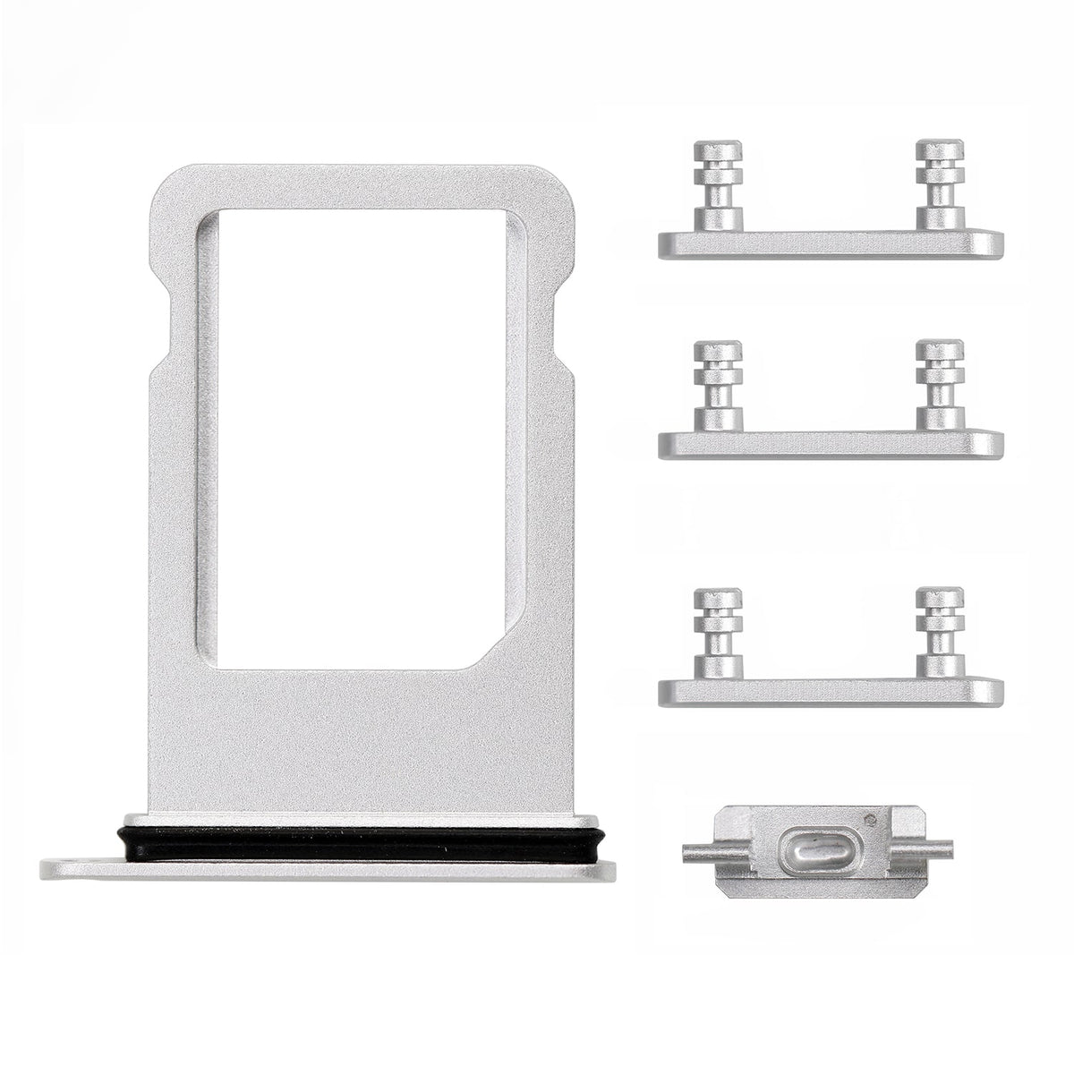 SILVER SIDE BUTTONS SET WITH SIM TRAY FOR IPHONE 8/SE 2ND/SE 3RD