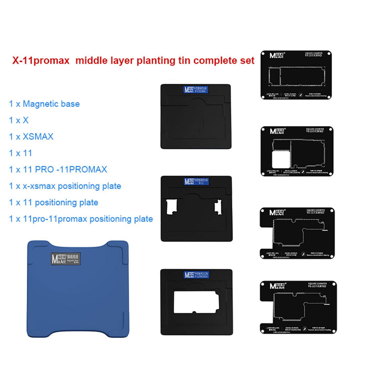 MAANT MID FRAME (0.12) MAGNETIC REBALLING TOOL SET FOR IPHONE X/XS/XSMAX/11/11PRO/11PROMAX