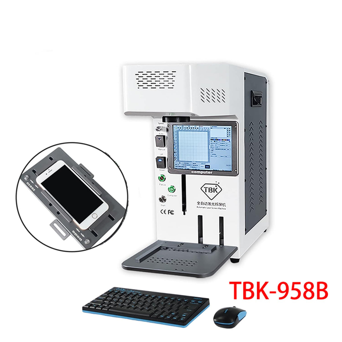 TBK 958B AUTOMATIC LASER REMOVAL BACK COVER GLASS MACHINE